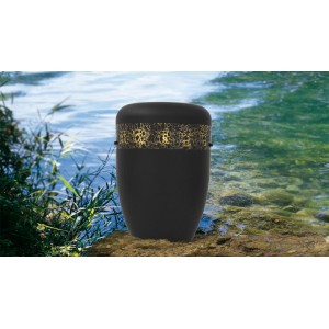 Biodegradable Cremation Ashes Funeral Urn / Casket - HAND BEATEN GOLD BAND EFFECT
